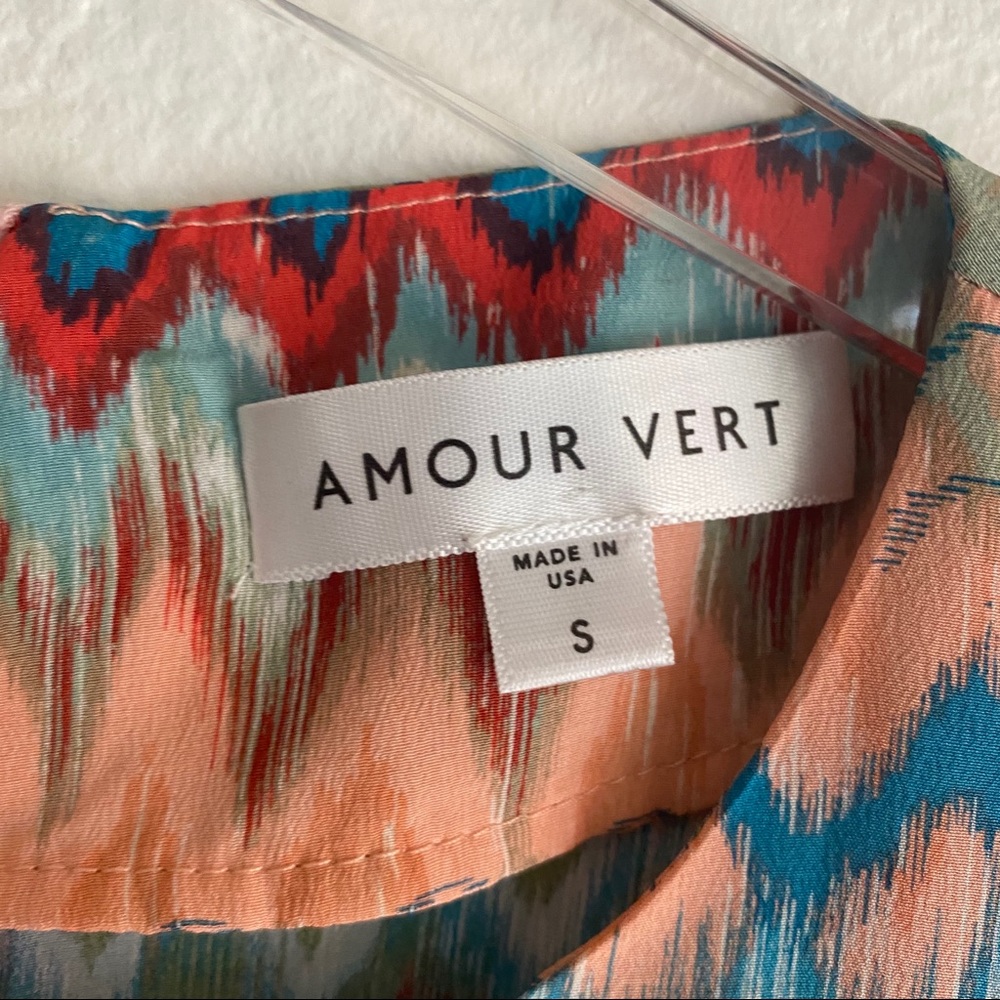 AMOUR VERT multicolor silk ruffle hem dress - Picture 6 of 8